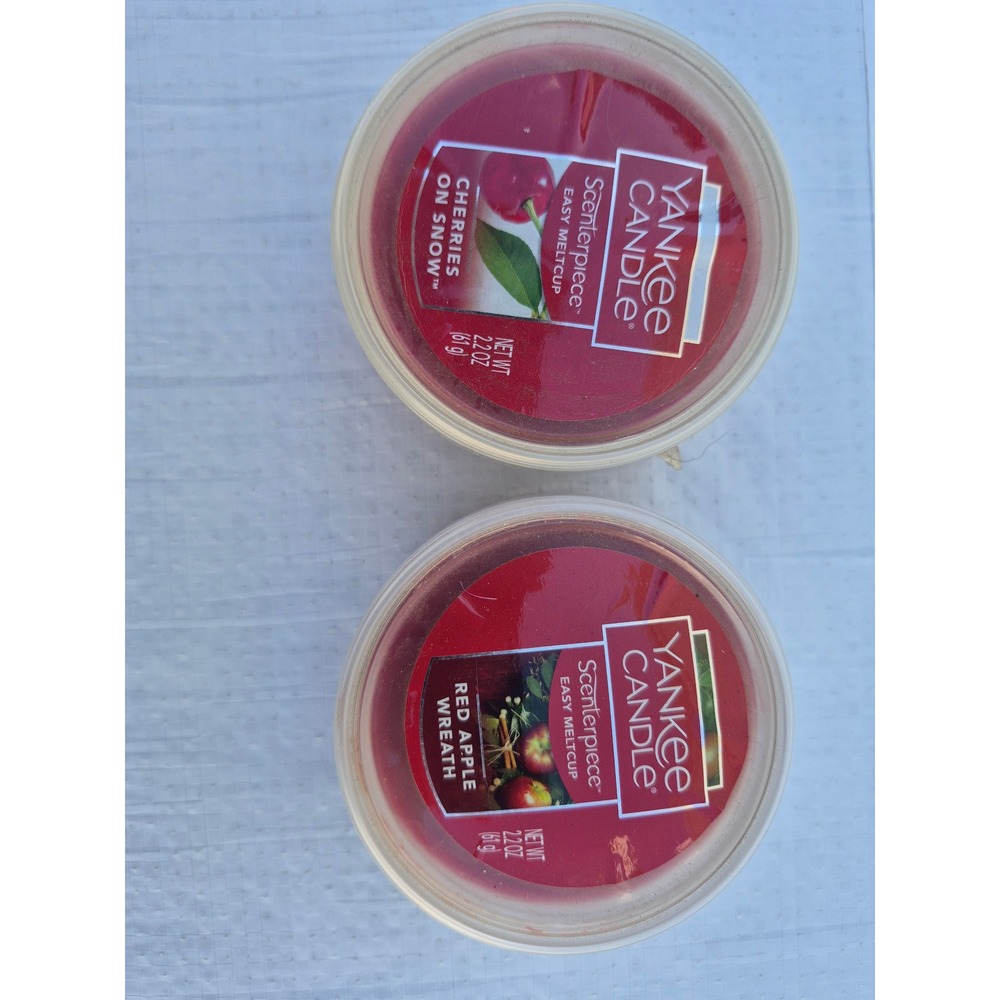 Yankee Candle Scenterpiece Easy MeltCup Red Apple Wreath Cherries on Snow Lot 2